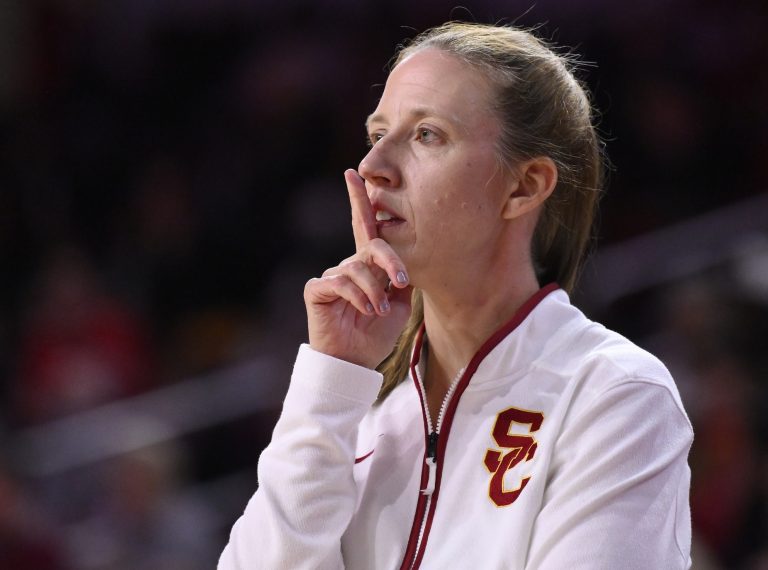USC Trojans head coach Lindsay Gottlieb during the second quarter against the Ohio State Buckeyes at Galen Center.