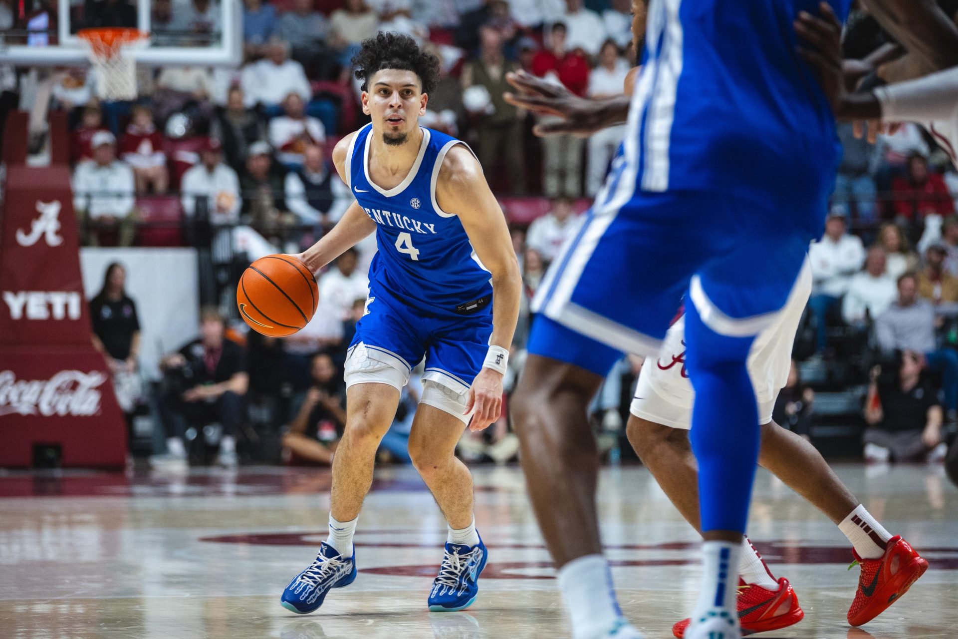 Kentucky Wildcats guard Koby Brea (4) drives the ball against the Alabama Crimson Tide during the second half at Coleman Coliseum.