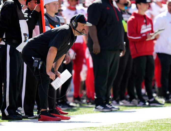 Nebraska Cornhuskers head coach Matt Rhule watches his team against Ohio State Buckeyes during the first quarter of their game at Ohio Stadium.