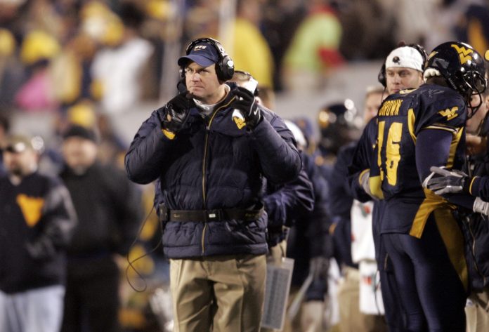 West Virginia Mountaineers head coach Rich Rodriguez during the third quarter against the Rutgers Scarlet Knights at Milan Puskar Stadium in Morgantown, WV. West Virginia defeated Rutgers 41-39 in triple overtime.