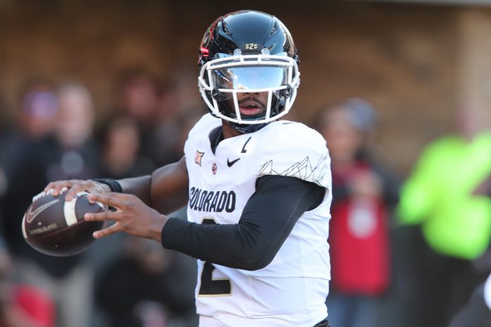 Colorado Buffalos quarterback Shedeur Sanders (2) passes against the Texas Tech Red Raiders in the first half at Jones AT&T Stadium and Cody Campbell Field.