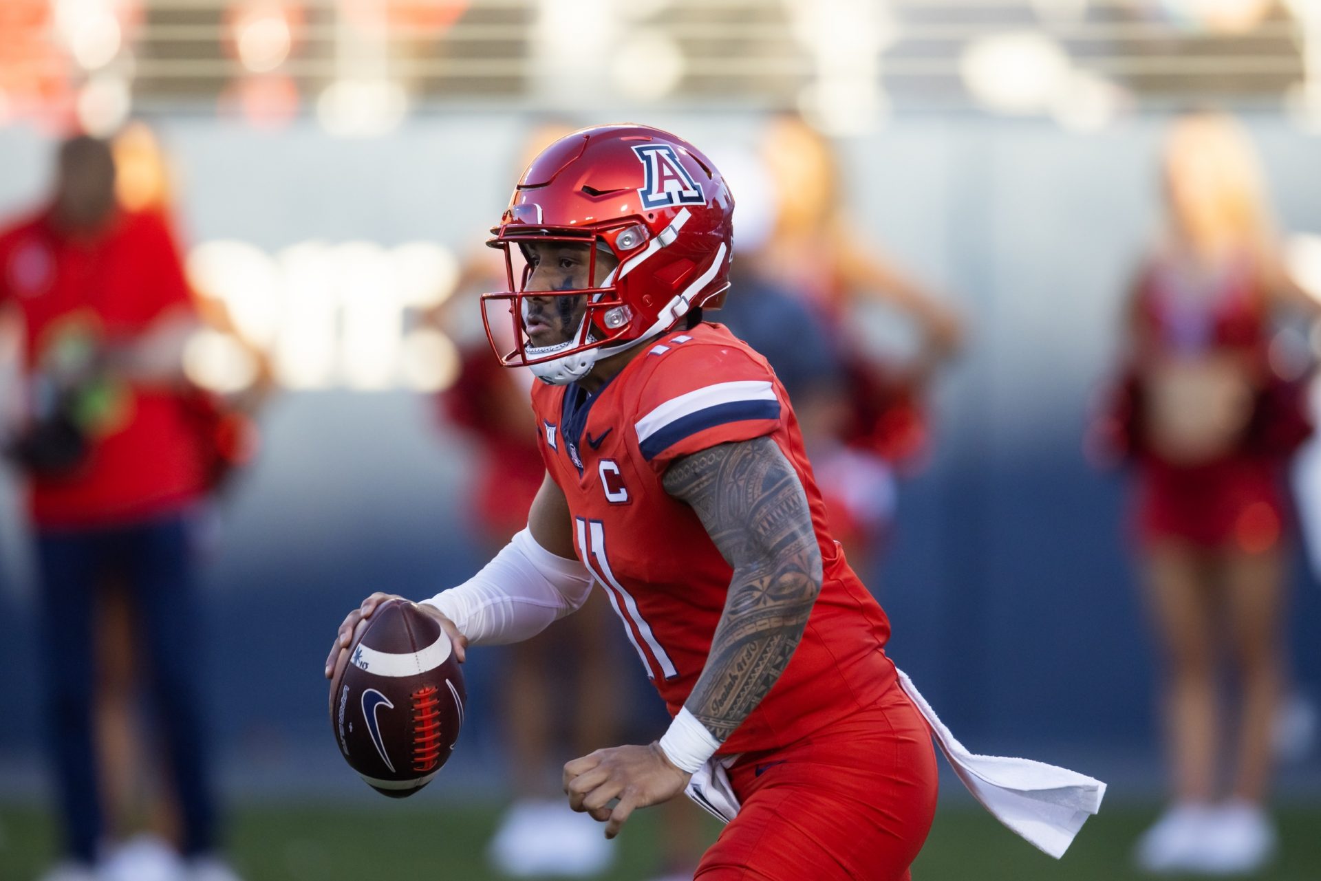 Arizona Wildcats quarterback Noah Fifita (11) against the Arizona State Sun Devils during the Territorial Cup at Arizona Stadium.