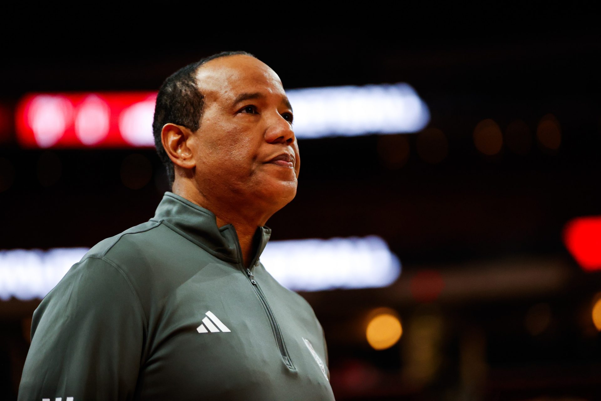 North Carolina State Wolfpack head coach Kevin Keatts prior to the first half against the Notre Dame Fighting Irish at Lenovo Center.