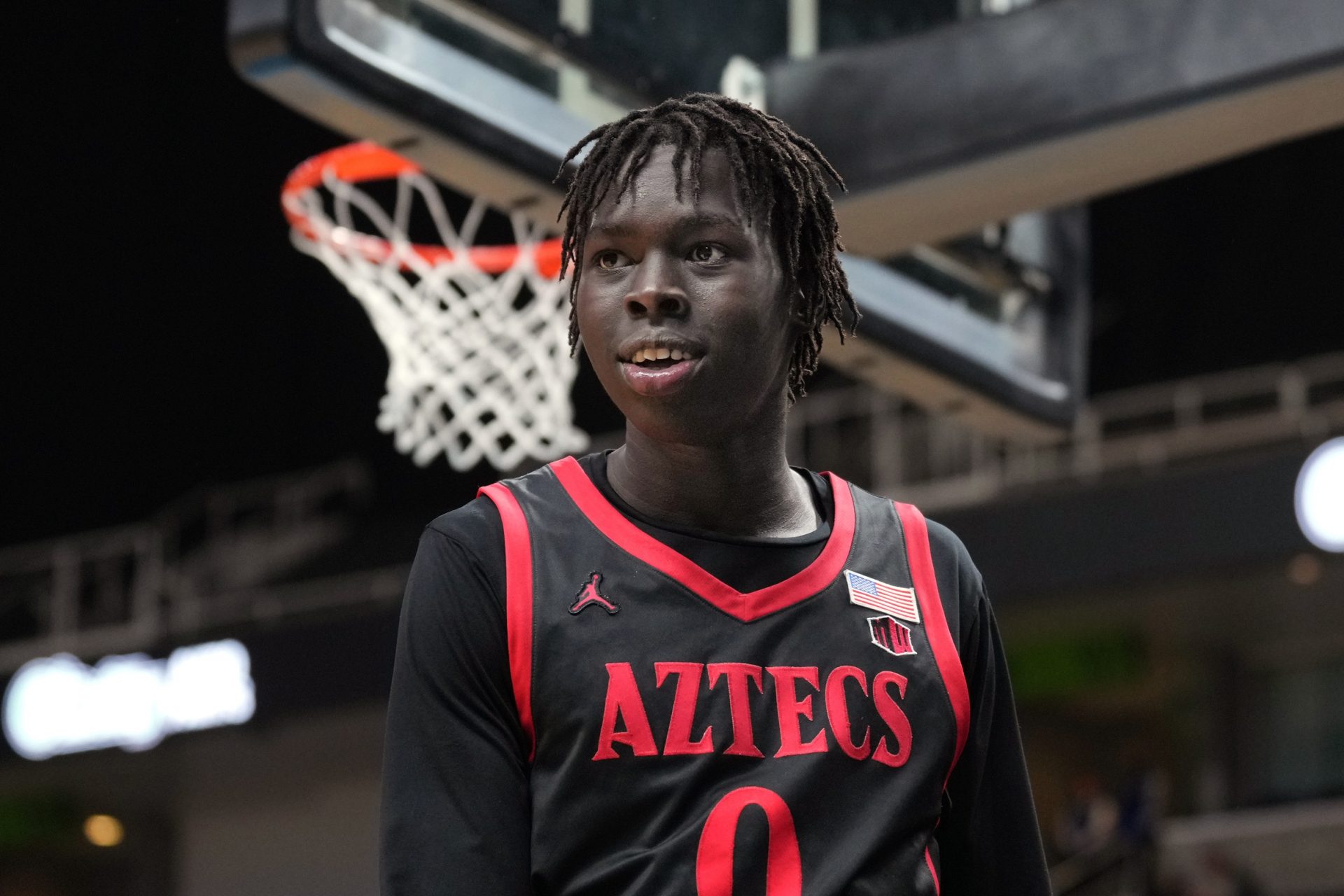 San Diego State Aztecs forward Magoon Gwath (0) during the second half against the California Golden Bears at SAP Center.