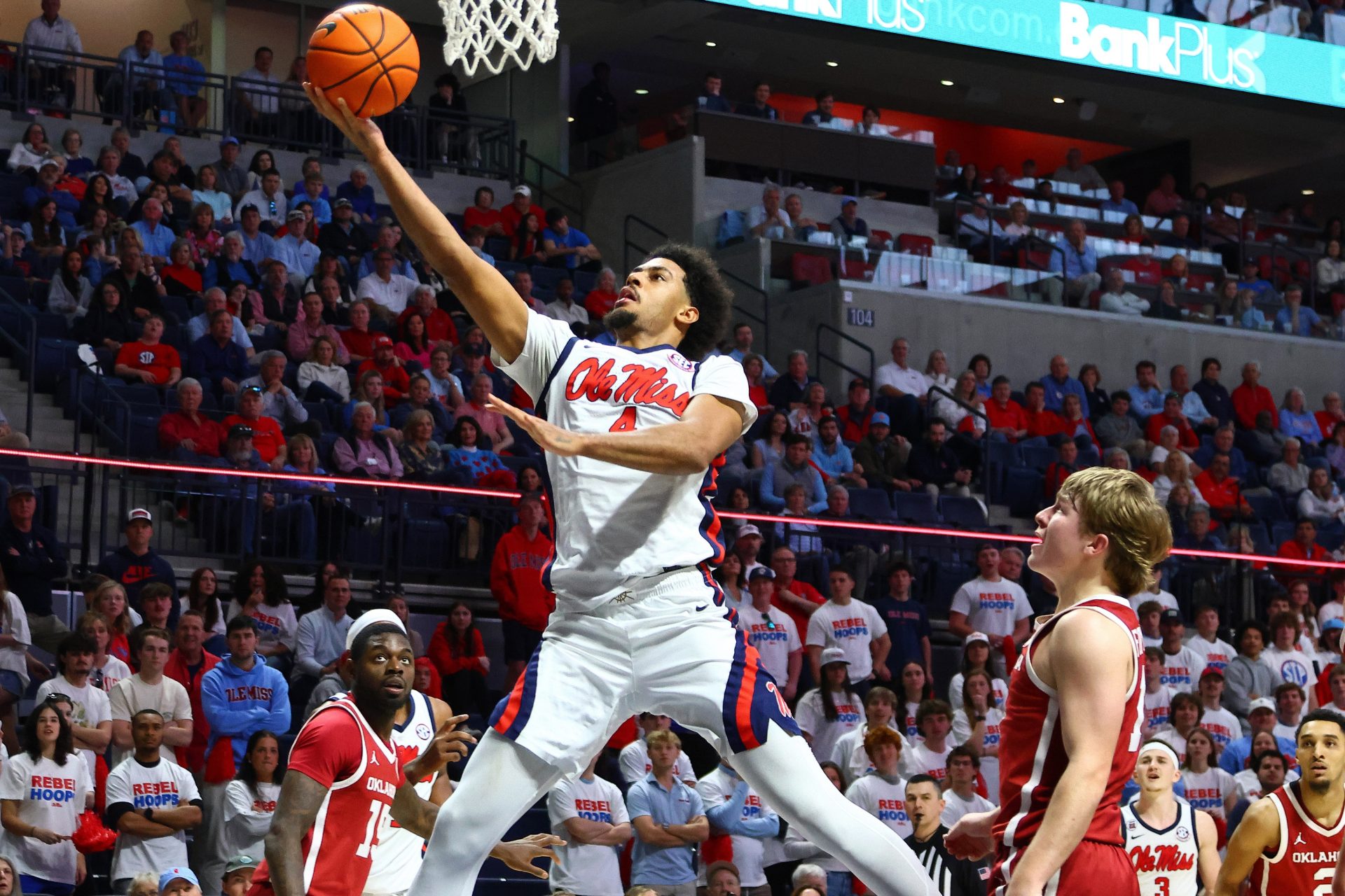 Mississippi Rebels forward Jaemyn Brakefield (4) shoots during the second half against the Oklahoma Sooners at The Sandy and John Black Pavilion at Ole Miss.