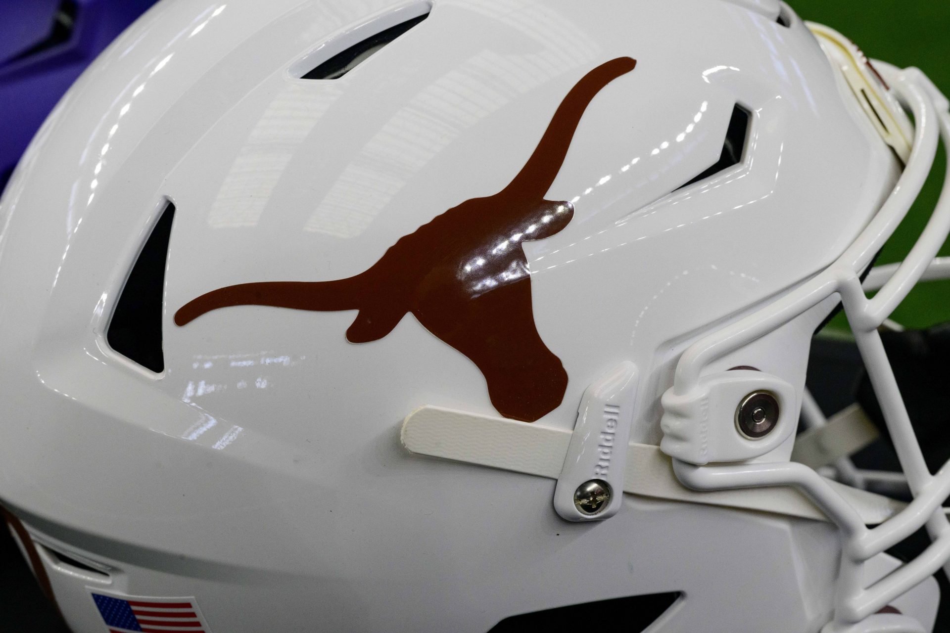 A view of the Texas Longhorns helmet logo during the Big 12 Media Day at AT&T Stadium.