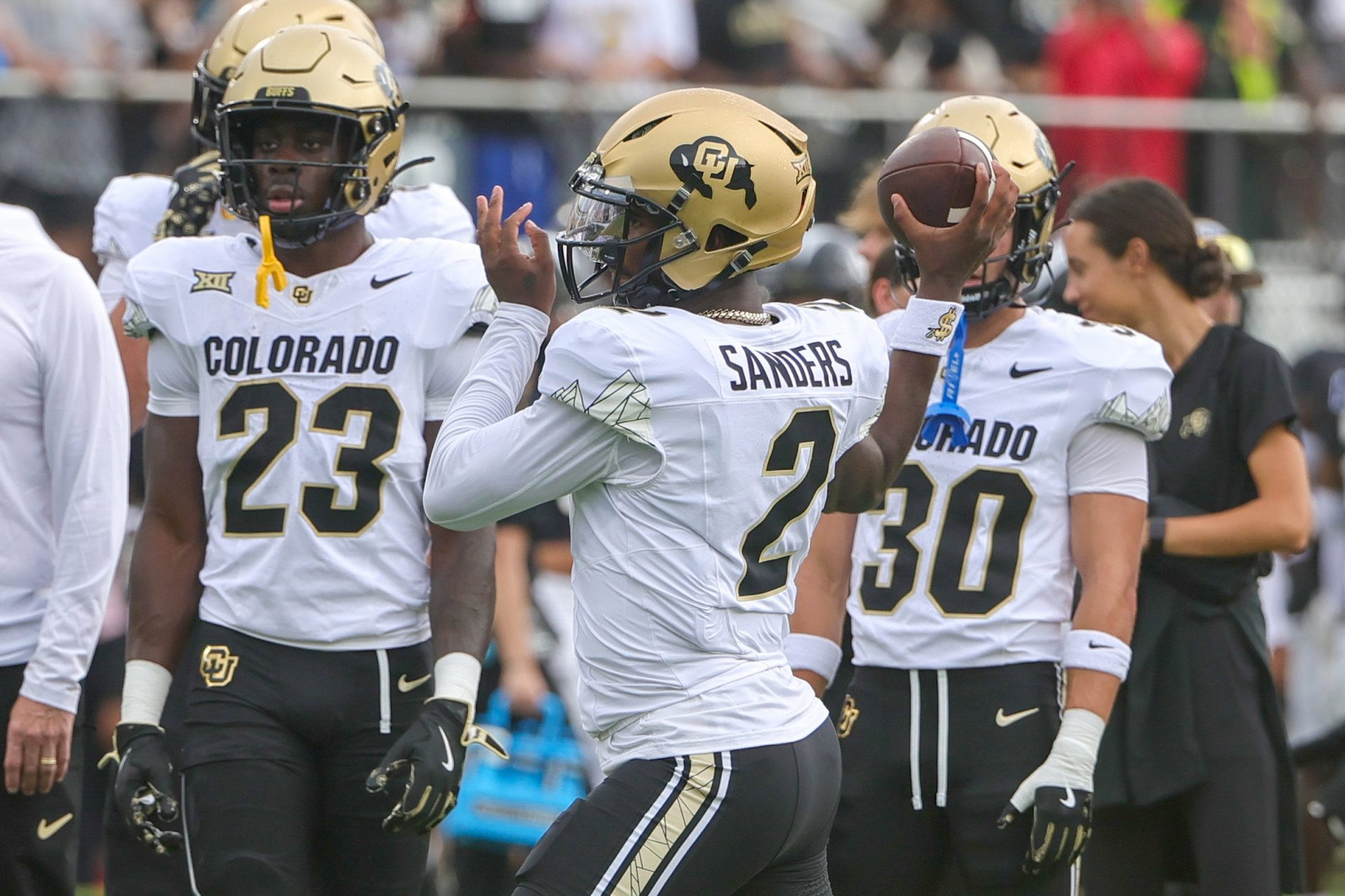 Colorado Buffaloes quarterback Shedeur Sanders (2) during warms up before the game against the UCF Knights at FBC Mortgage Stadium.