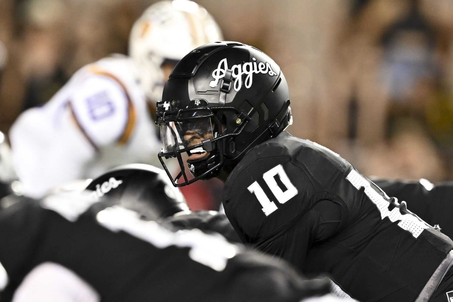 Texas A&M Aggies quarterback Marcel Reed (10) calls a play against the LSU Tigers during the fourth quarter. The Aggies defeated the Tigers 38-23; at Kyle Field.