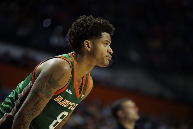 Florida A&M Rattlers forward Shaqir O'Neal (8) against the Florida Gators during the first half at Exactech Arena at the Stephen C. O'Connell Center.