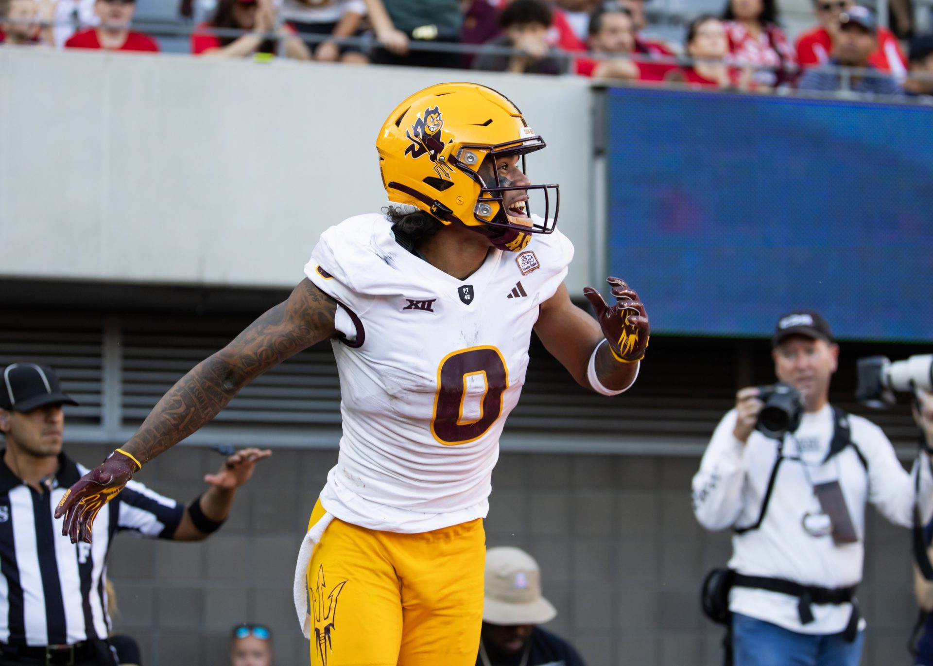 Arizona State Sun Devils wide receiver Jordyn Tyson (0) against the Arizona Wildcats during the Territorial Cup at Arizona Stadium.