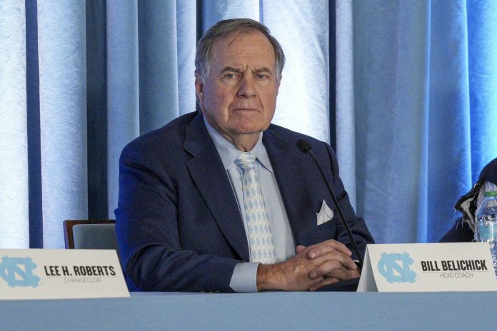 North Carolina Tar Heels new head coach Bill Belichick speaks to the media at Loudermilk Center for Excellence.