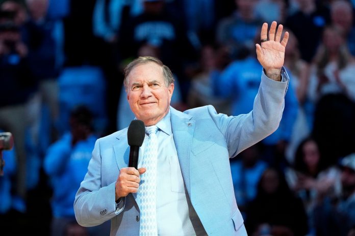 North Carolina, USA; North Carolina Tar Heels head football coach Bill Belichick during half time at Dean E. Smith Center.