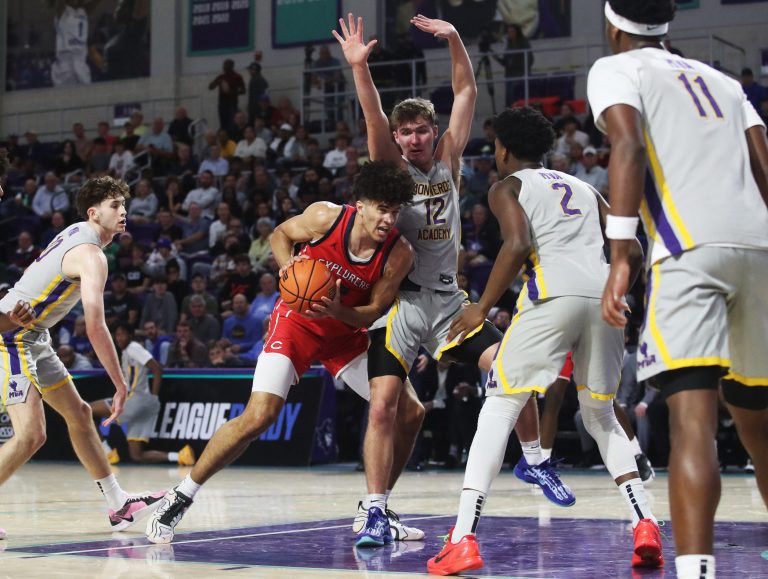 Cameron Boozer of the Miami Columbus High School basketball team drives to the basket during the championship game against Montverde at the City of Palms Classic at Suncoast Credit Union Arena in Fort Myers on Monday, Dec. 23, 2024.