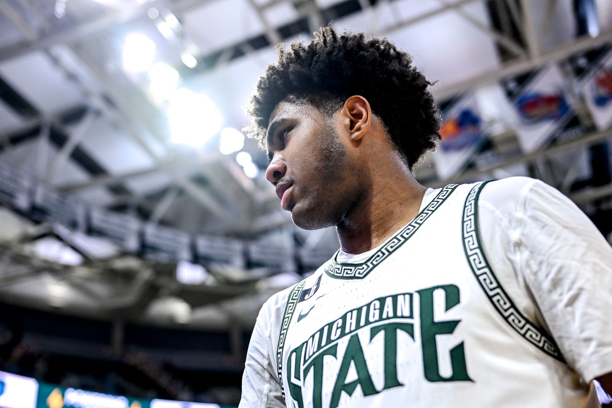 Michigan State's Jase Richardson looks on during the game against Florida Atlantic on Saturday, Dec. 21, 2024, in East Lansing.