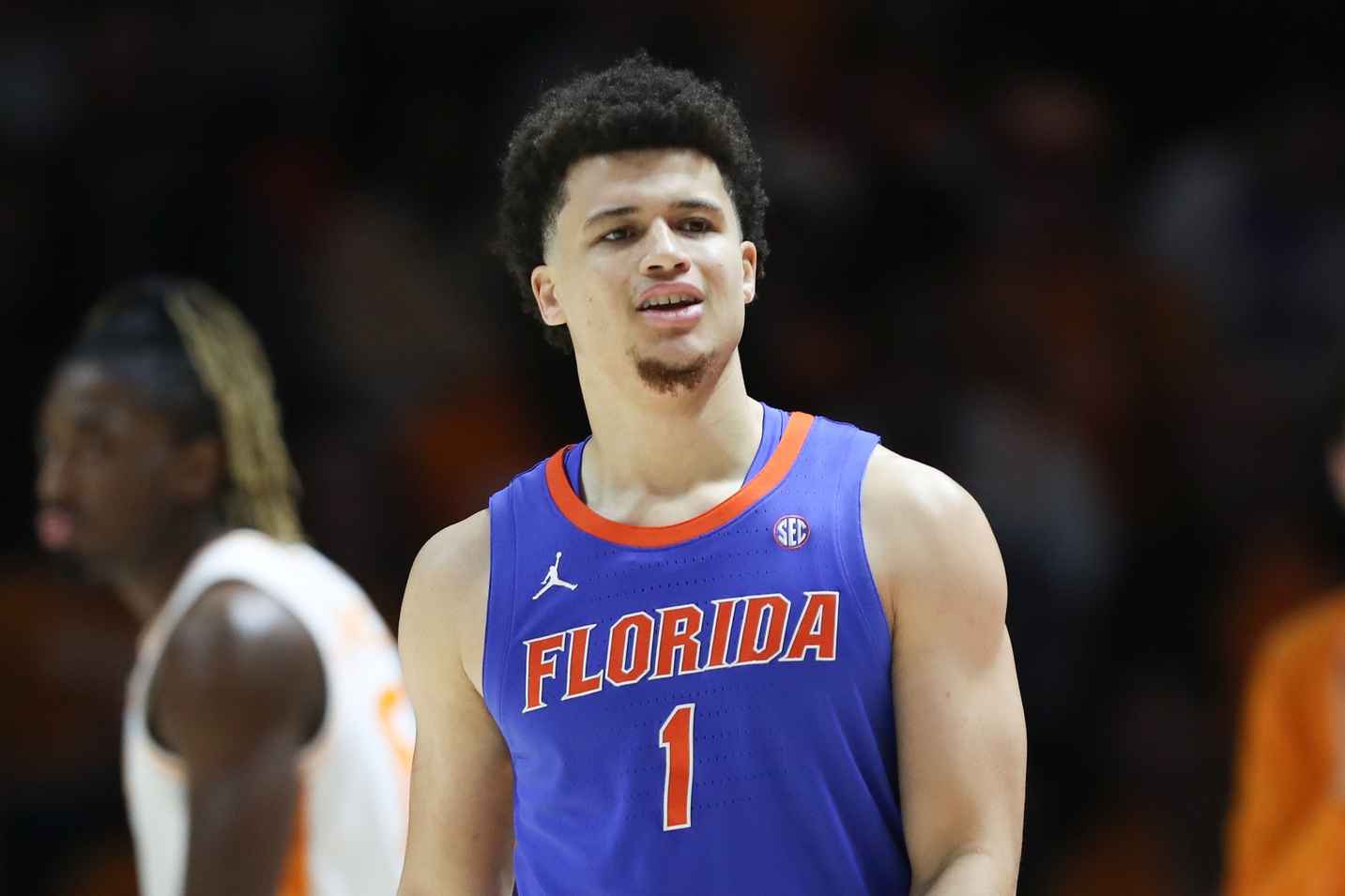 Florida Gators guard Walter Clayton Jr. (1) during the first half against the Tennessee Volunteers at Thompson-Boling Arena at Food City Center.