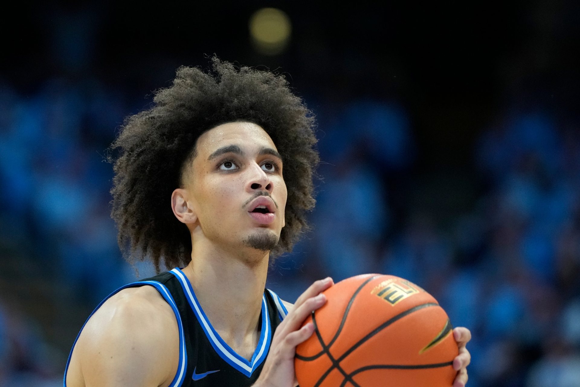 Duke Blue Devils guard Tyrese Proctor (5) at the free throw line in the first half at Dean E. Smith Center.