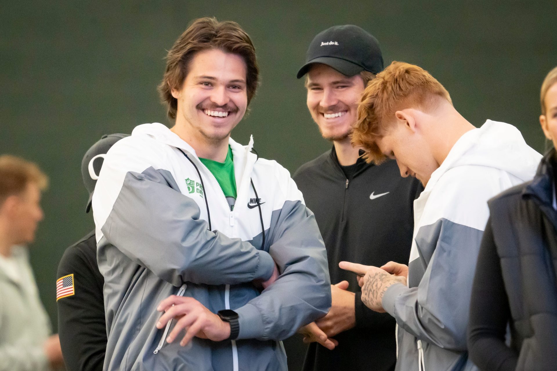 Oregon tight end Patrick Herbert, left, and his brother Los Angeles Chargers quarterback and former Oregon quarterback Justin Herbert