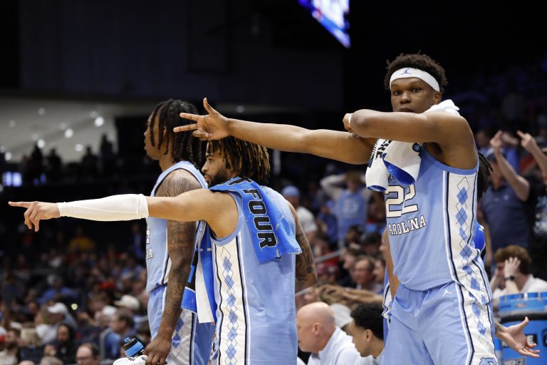North Carolina Tar Heels forward Ven-Allen Lubin (22) reacts in the second half against the San Diego State Aztecs at UD Arena.