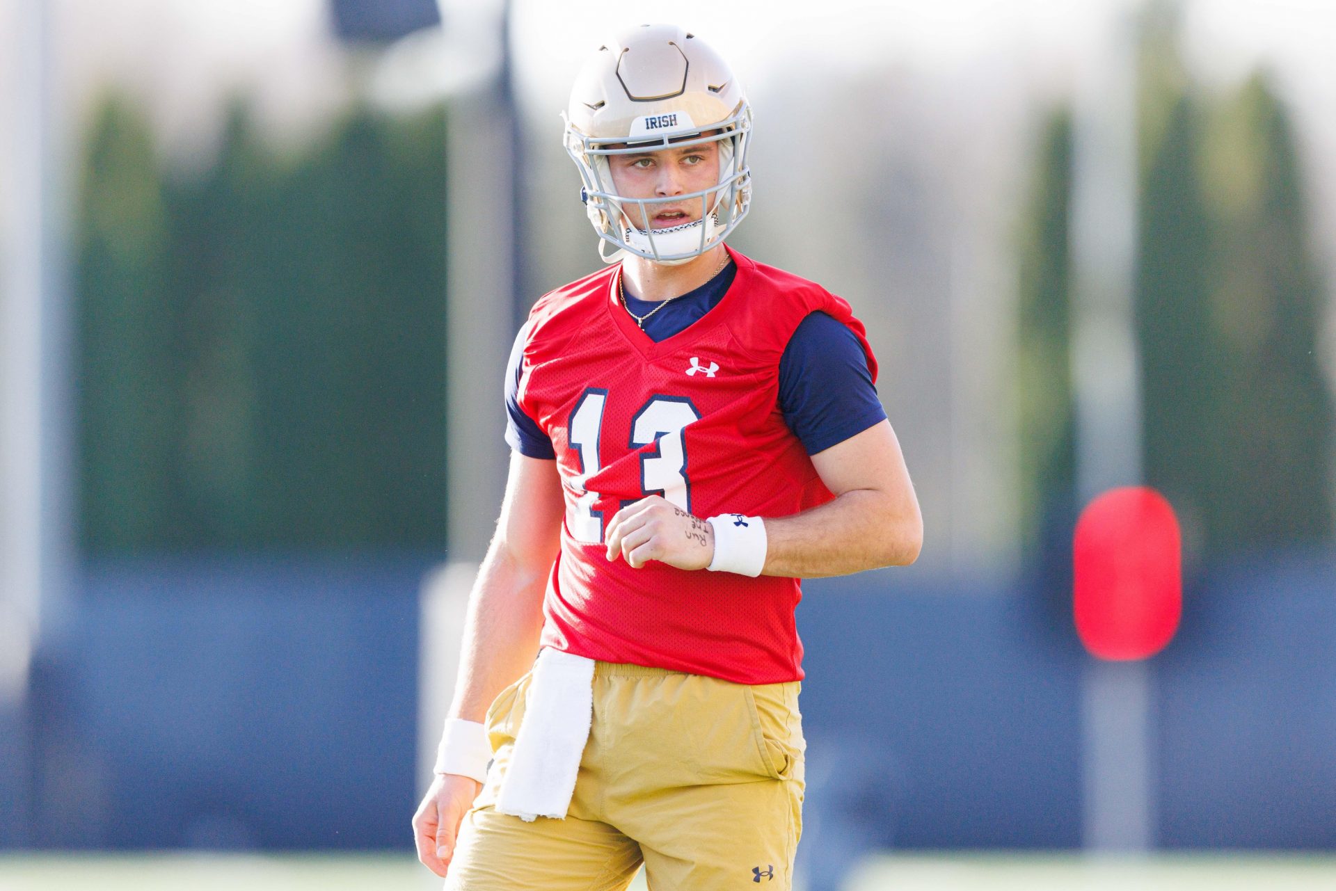 Notre Dame quarterback CJ Carr during a Notre Dame football spring