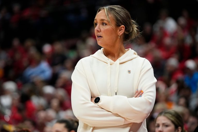 Tennessee Lady Vols head coach Kim Caldwell watches during the second round of the women's NCAA Tournament against the Ohio State Buckeyes at Value City Arena in Columbus on March 23, 2025.