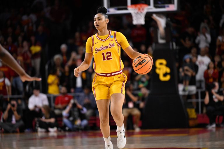 USC Trojans guard JuJu Watkins (12) during an NCAA Tournament second round game against the Mississippi State Bulldogs at Galen Center.