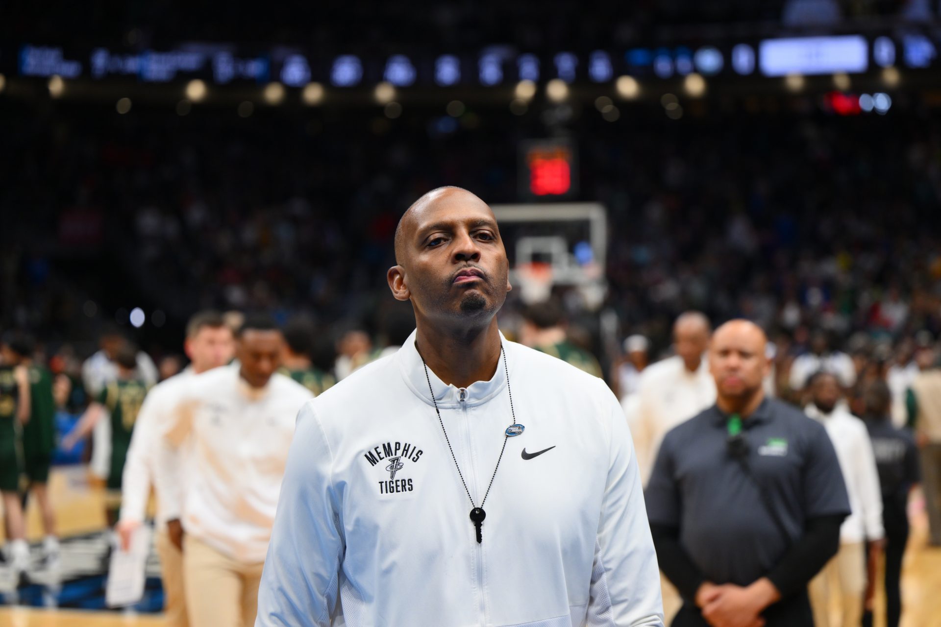 Memphis Tigers head coach Penny Hardaway walks off the court after losing to Colorado State Rams at Climate Pledge Arena.