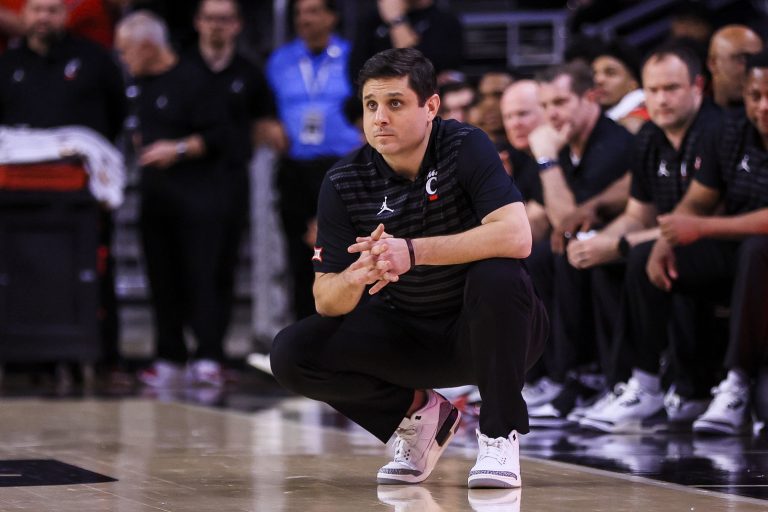Cincinnati Bearcats head coach Wes Miller during the second half against the Kansas State Wildcats at Fifth Third Arena.