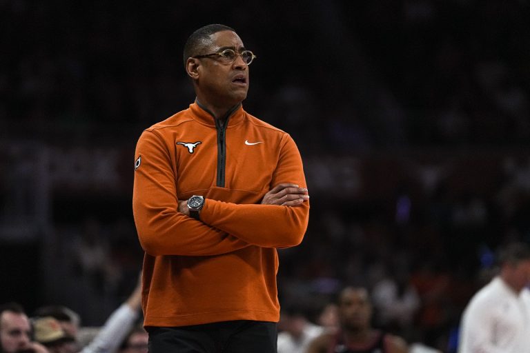 Texas Longhorns head coach Rodney Terry watches from the sideline during the game against Georgia