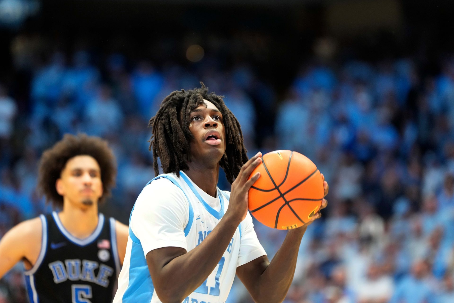 North Carolina Tar Heels guard Ian Jackson (11) on the free throw line in the second half at Dean E. Smith Center.