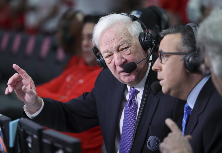 Basketball analyst Bill Raftery before the game between the Houston Cougars and the Texas Longhorns at Fertitta Center.