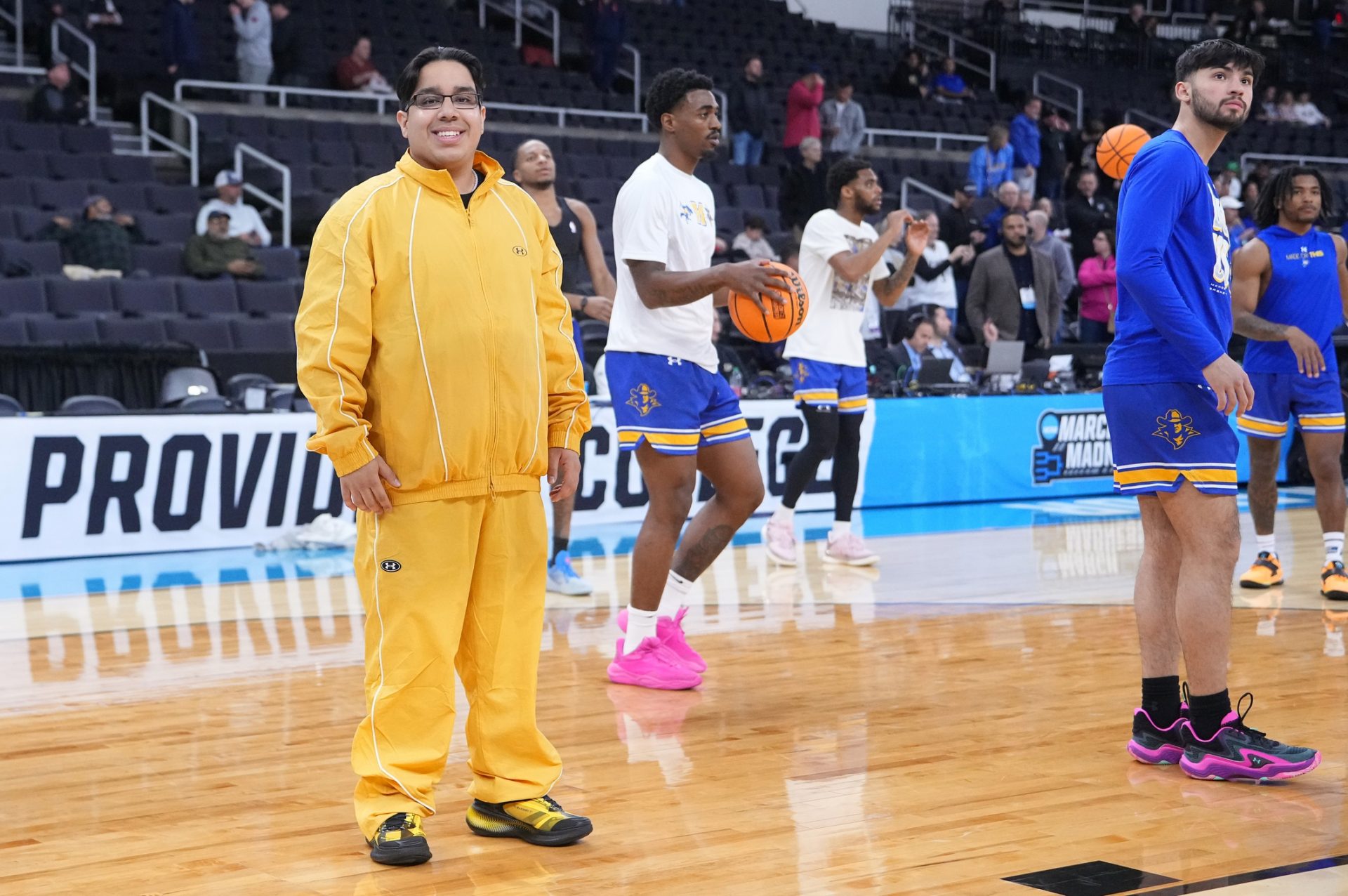 McNeese State Cowboys manager Amir Khan before a second round men’s NCAA Tournament game against the Purdue Boilermakers at Amica Mutual Pavilion.