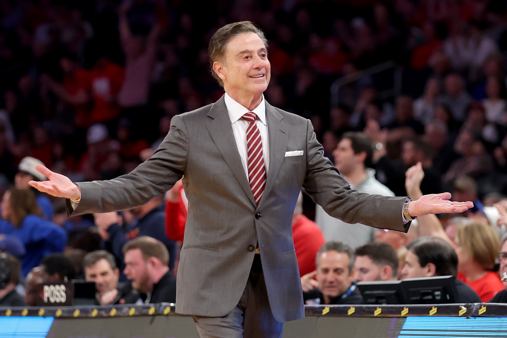 St. John's Red Storm head coach Rick Pitino coaches against the Creighton Bluejays during the first half at Madison Square Garden.