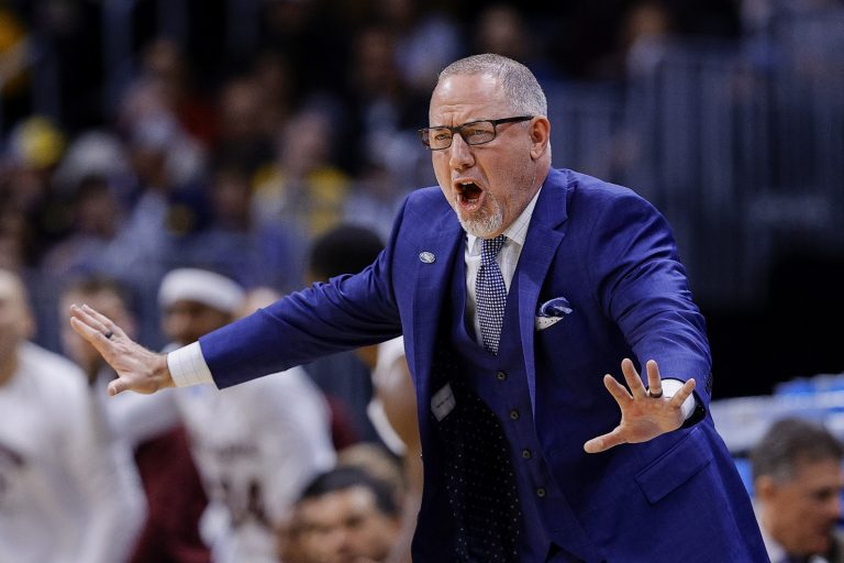 Texas A&M Aggies head coach Buzz Williams reacts during the first half against the Yale Bulldogs at Ball Arena.