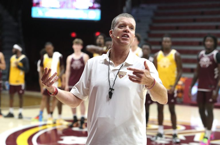 Iona basketball head coach Tobin Anderson during a meet and greet and open practice at the Hynes Athletic Center