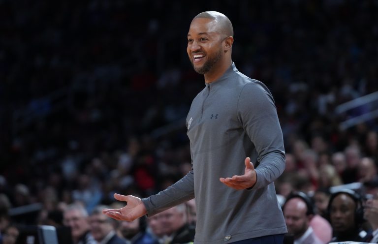 North Carolina-Wilmington Seahawks head coach Takayo Siddle in the first half of a first round men’s NCAA Tournament game against the Texas Tech Red Raiders at Intrust Bank Arena.