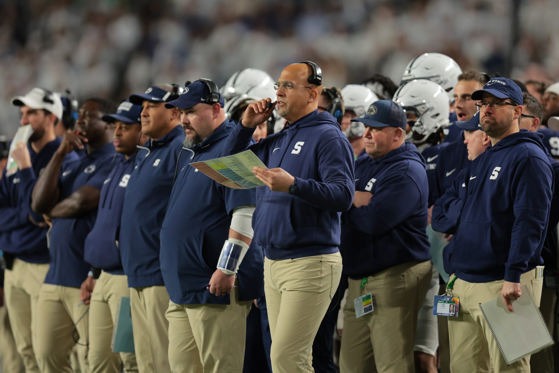 Penn State Nittany Lions head coach James Franklin looks on in the first half against the Notre Dame Fighting Irish in the Orange Bowl at Hard Rock Stadium.