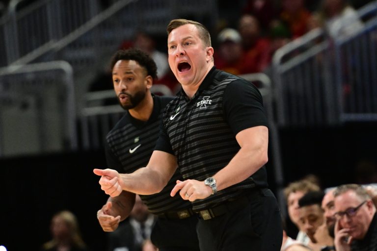 Iowa State Cyclones head coach T.J. Otzelberger reacts during the first half in the second round of the NCAA Tournament against the Mississippi Rebels at Fiserv Forum.