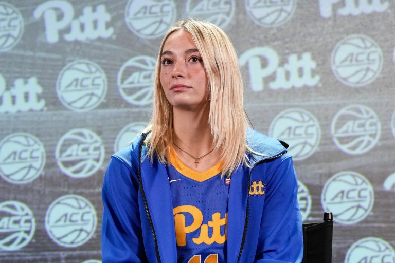 Pittsburgh player Marley Washenitz King during the ACC Womens Tipoff at Hilton Charlotte Uptown.