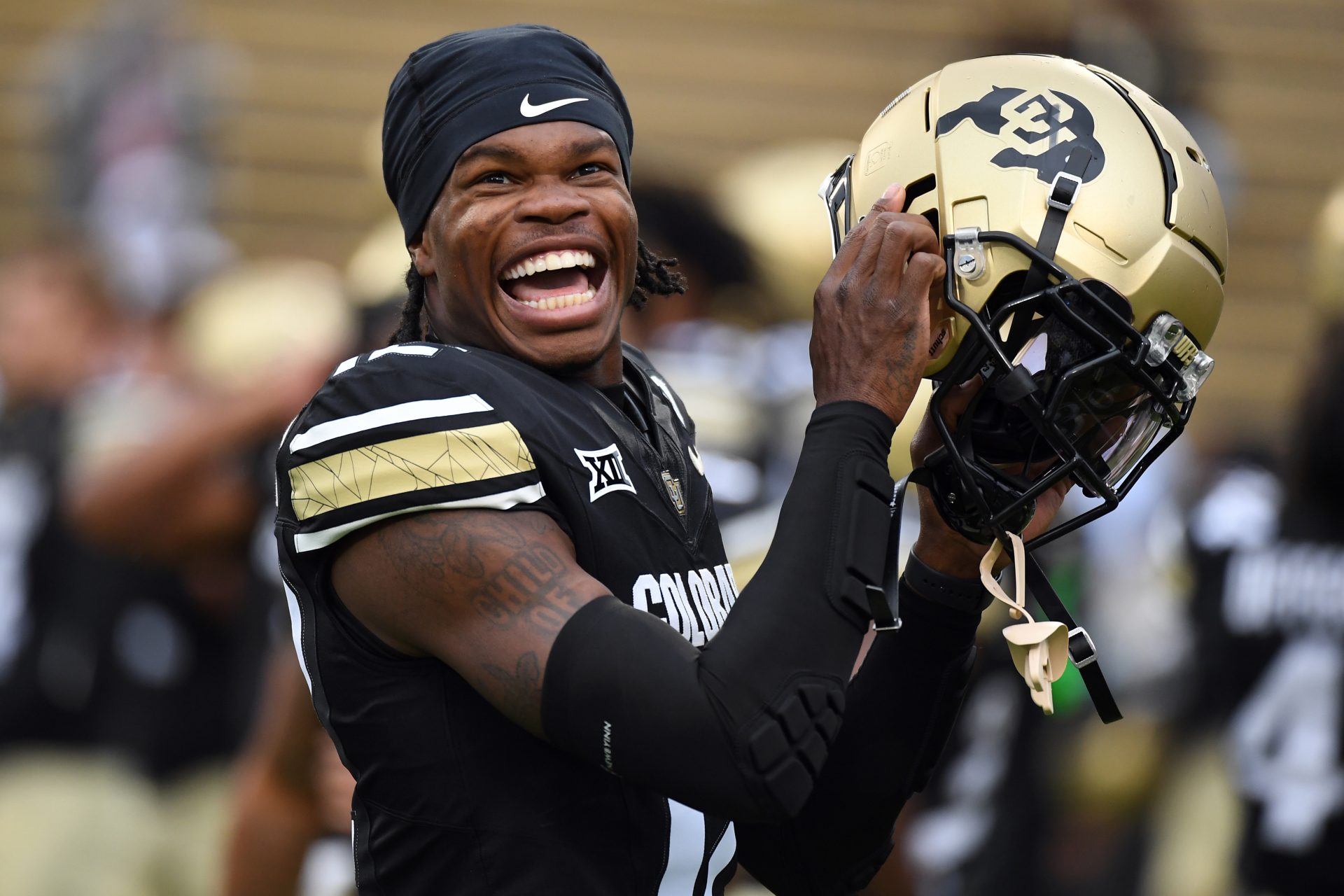 Colorado Buffaloes wide receiver Travis Hunter (12) before the game against the Baylor Bears at Folsom Field.