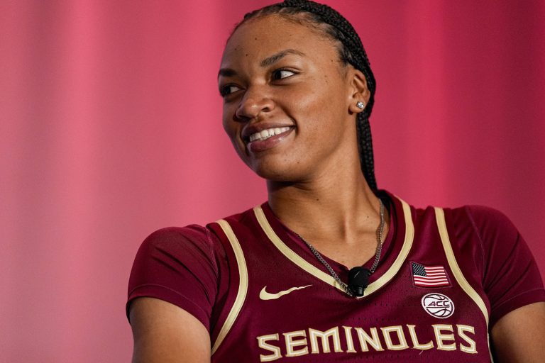 Florida State player Makayla Timpson during ACC Media Days at The Hilton Charlotte Uptown.