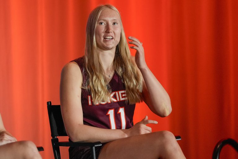 Virginia Tech guard Matilda Ekh during ACC Media Days at The Hilton Charlotte Uptown.