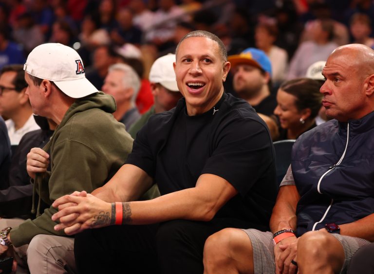 Arizona Wildcats former player Mike Bibby in attendance against the UCLA Bruins at Footprint Center.
