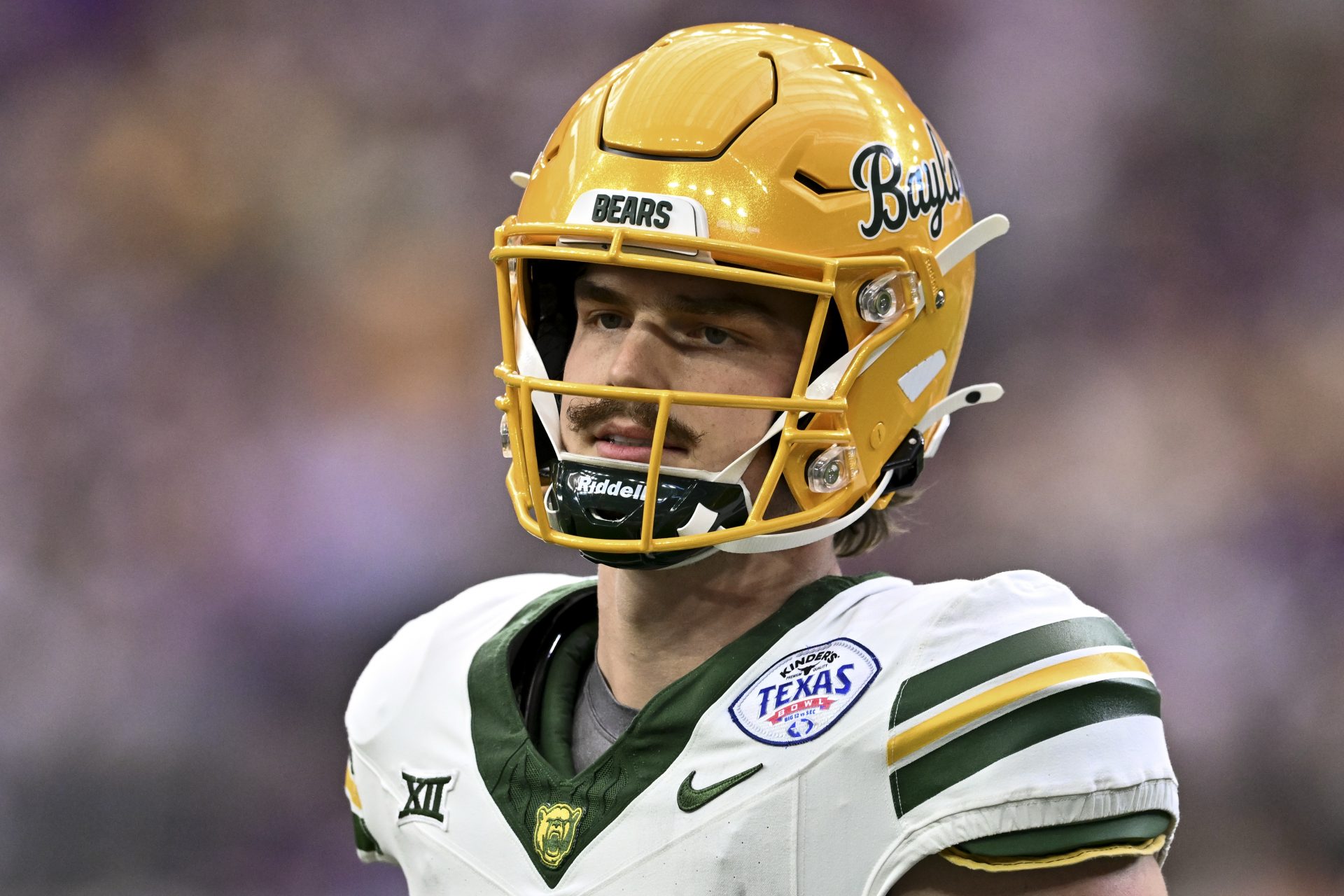 Baylor Bears quarterback Sawyer Robertson (13) looks on during the first half against the LSU Tigers at NRG Stadium.