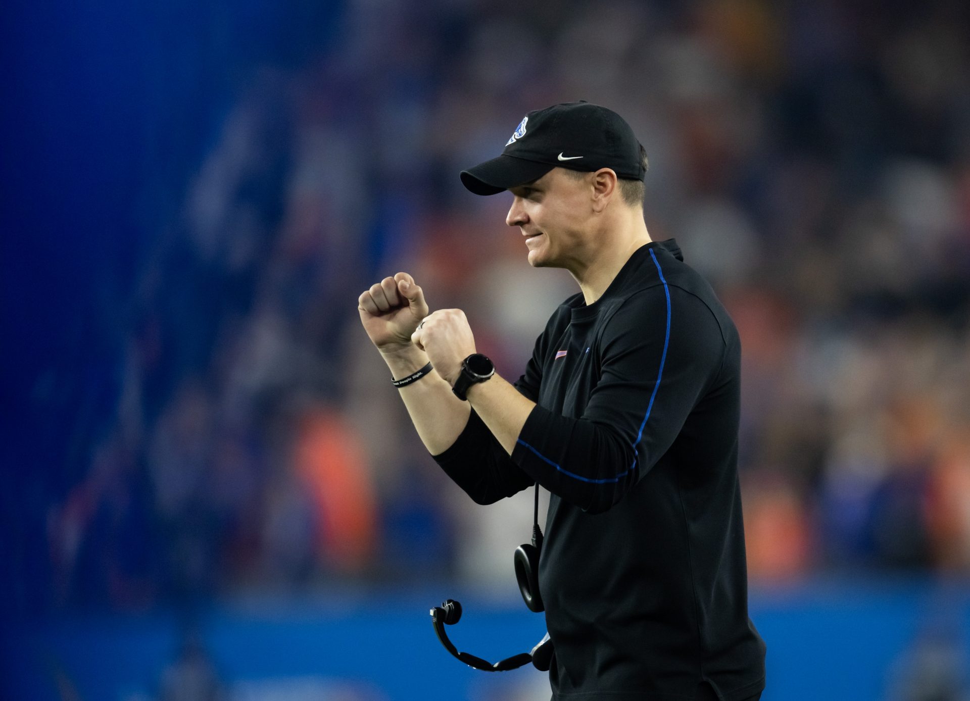 Boise State Broncos head coach Spencer Danielson reacts against the Penn State Nittany Lions during the Fiesta Bowl at State Farm Stadium.