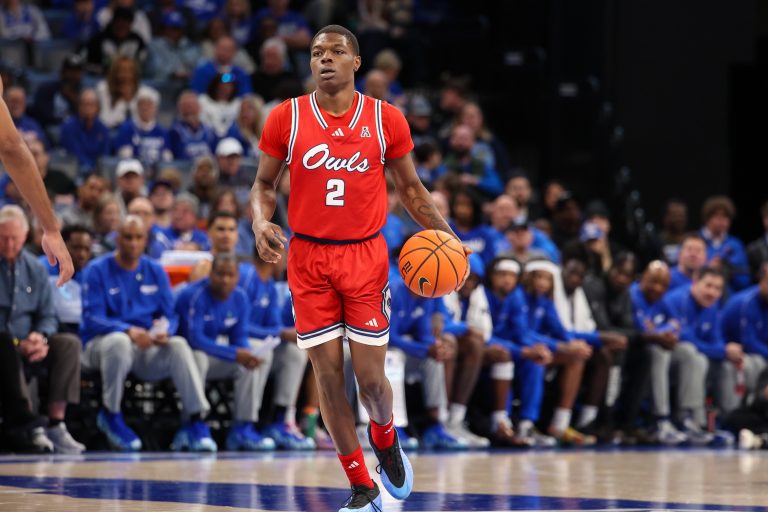 Florida Atlantic Owls guard Leland Walker (2) dribbles against the Memphis Tigers during the second half at FedExForum.