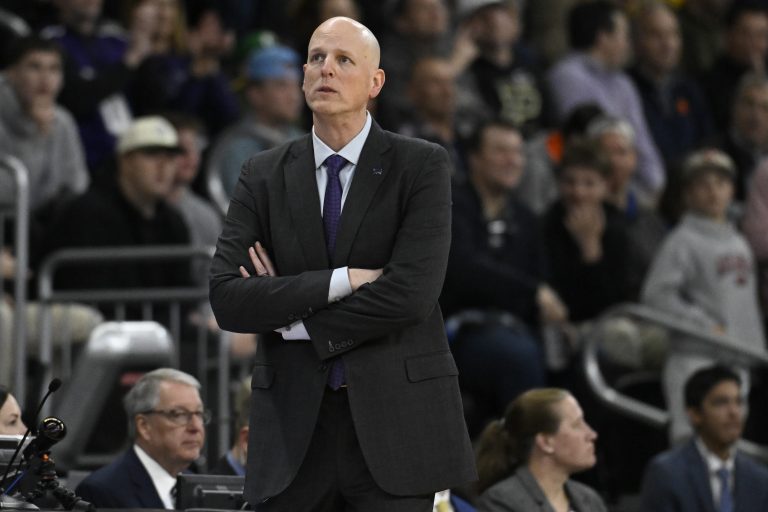 High Point Panthers head coach Alan Huss reacts during the first half against the Purdue Boilermakers at Amica Mutual Pavilion.