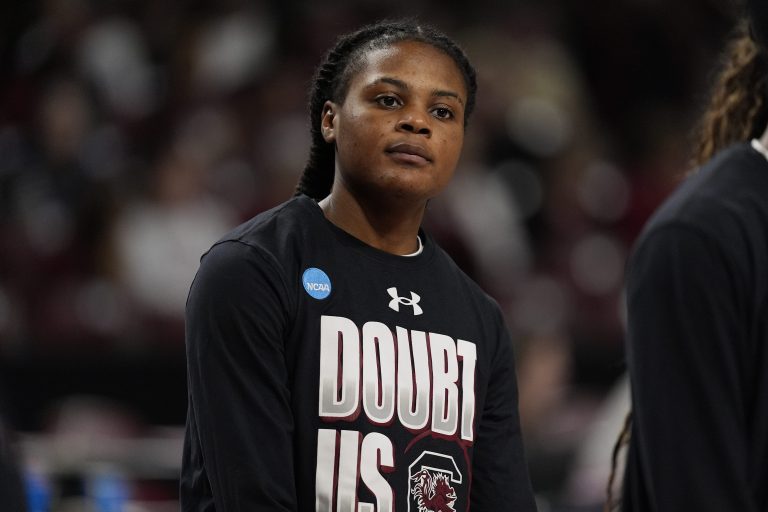 South Carolina Gamecocks guard MiLaysia Fulwiley (12) during warm ups against the Tennessee Tech Golden Eagles at Colonial Life Arena.