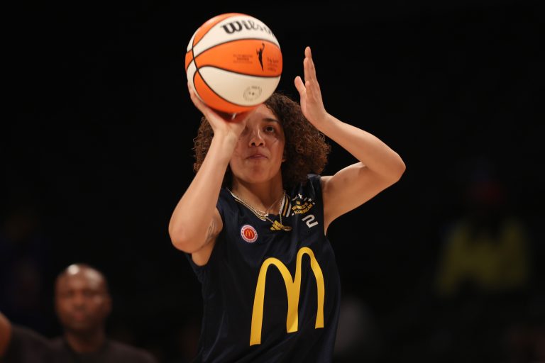 McDonald’s All American West guard Aaliyah Chavez (2) shoots the ball during the Sprite Jam Fest at Barclay's Center.
