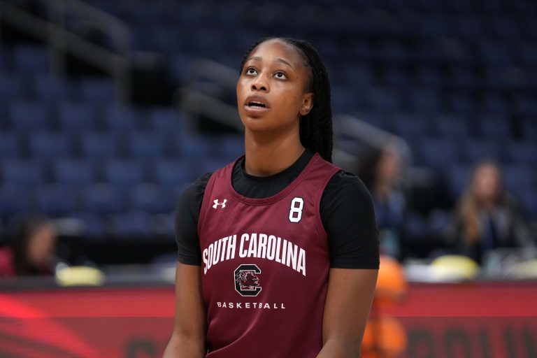 South Carolina Gamecocks forward Joyce Edwards (8) during practice at Amalie Arena.