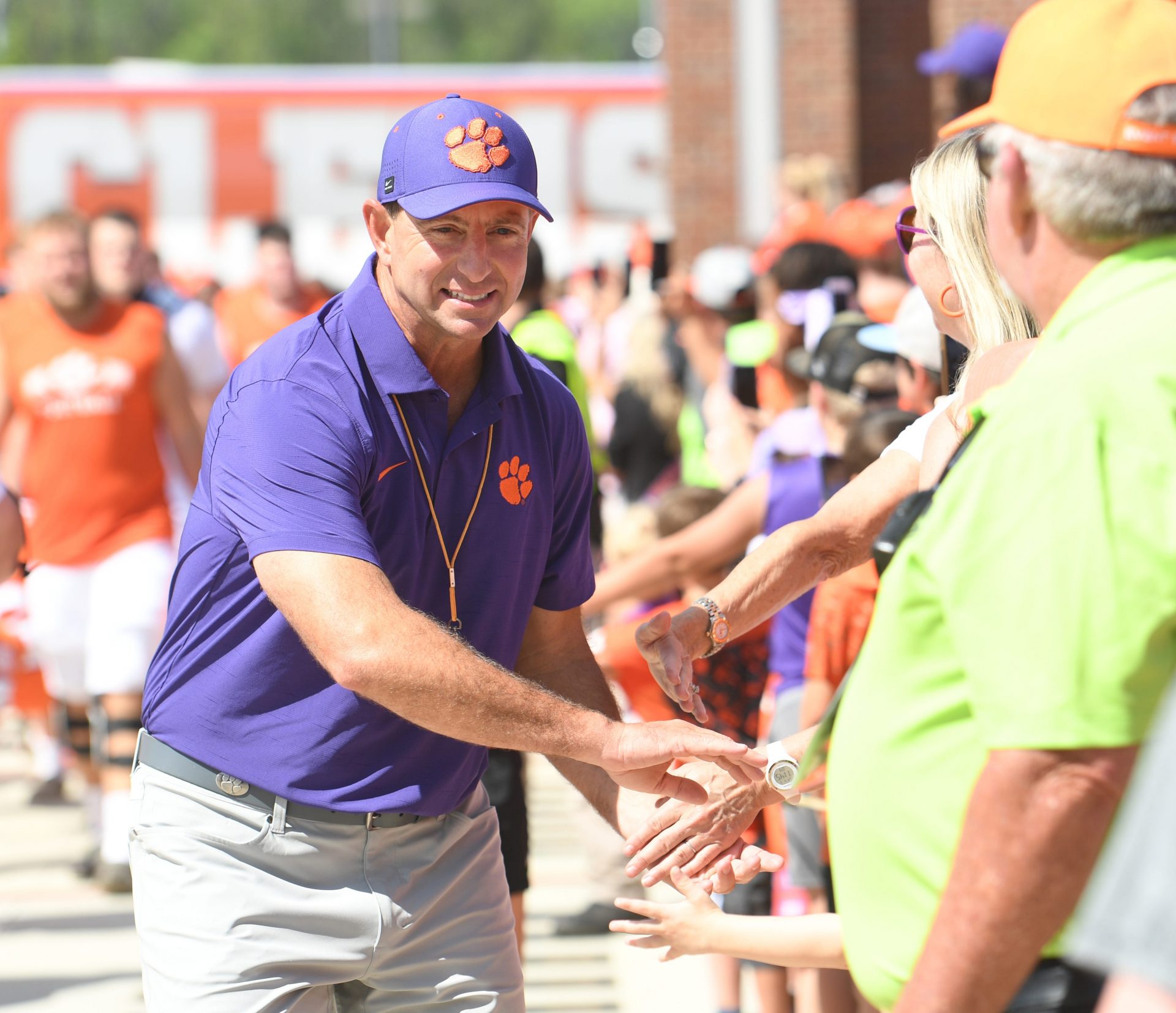 The Clemson Tigers football annual Orange and White Spring game was held on April 5, 2025, at Memorial Stadium in Clemson, South Carolina.. Clemson head coach Dabo Swinney during Tiger Walk before the game in Memorial Stadium at Clemson, Saturday, November 30, 2024.